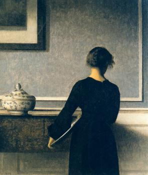 Vilhelm Hammershoi : Interior with Young Woman from Behind